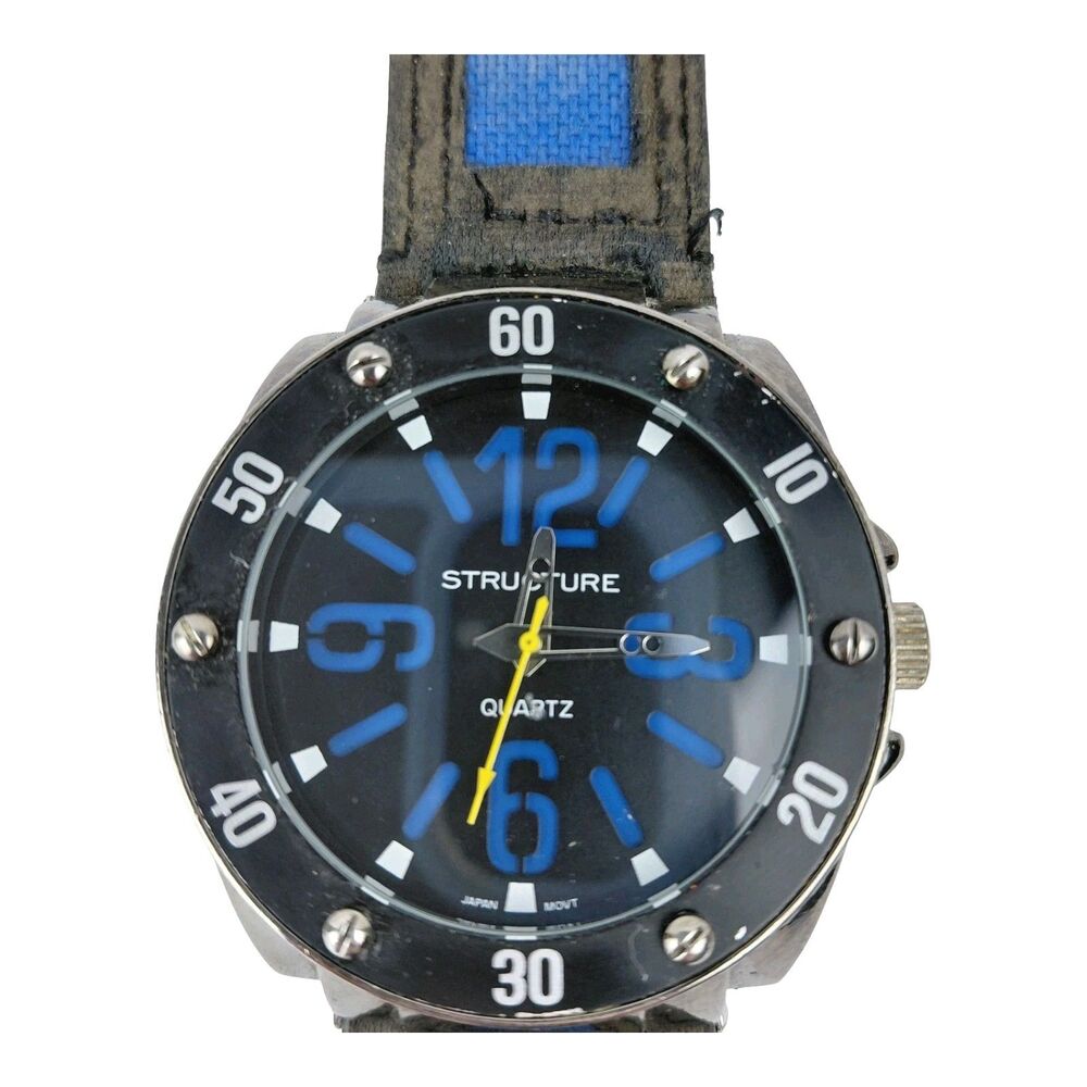 Structure Mens Watch Large New Battery Black Blue